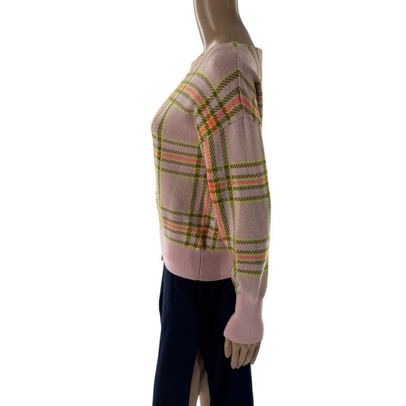 Anthropologie Maeve Pink Plaid Boat Neck Sweater - Picture 7 of 11
